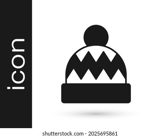 Black Beanie hat icon isolated on white background.  Vector