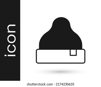 Black Beanie hat icon isolated on white background.  Vector