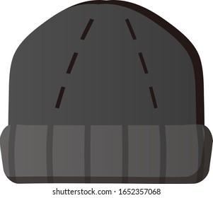 Black beanie isolated vector illustration.