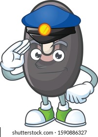 Black beans Cartoon in character a Police officer costume