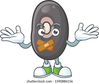 Black beans cartoon character style with silent gesture