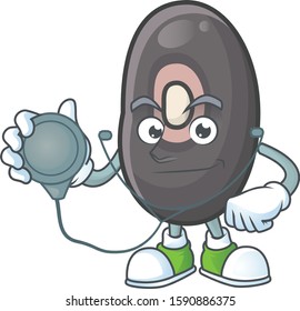 Black beans cartoon character style as a Doctor with tools
