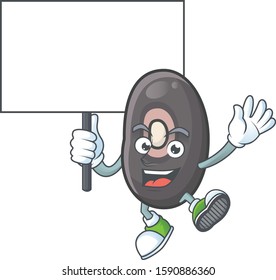 Black beans cute cartoon character style bring board