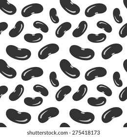 Black beans, seamless pattern, vector illustration background