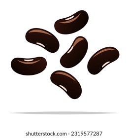 Black beans vector isolated illustration
