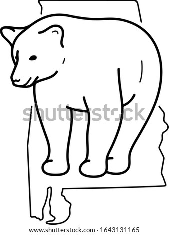 Black Bear. Alabama State symbol. Vector outline icon.