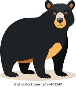 Black bear animal in soft cartoon forest style illustration vector design
