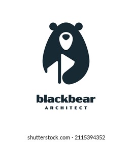 Black Bear Architect company logo. Bear Construction concept
