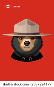 Black bear. Canadian bear. Canadian grizzly. Travel to Canada. vector