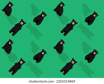 Black Bear Cartoon Poses Seamless Wallpaper Background
