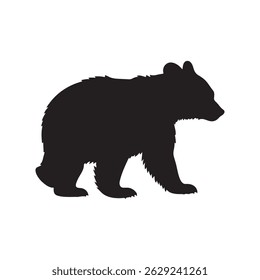 Black Bear cub silhouette vector illustration
