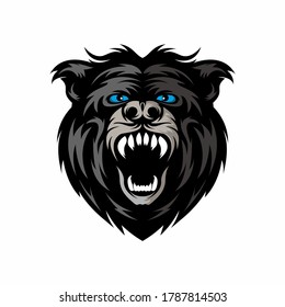Black bear head angry vector illustration logo