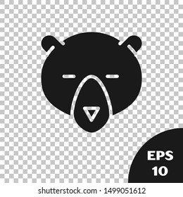 Black Bear head icon isolated on transparent background.  Vector Illustration