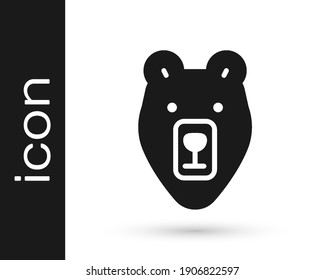 Icono de la cabeza del oso negro aislado en fondo blanco.  Vector