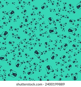 Black Bear head icon isolated seamless pattern on green background.  Vector