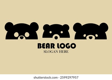 Black Bear head logo collection. animal logo. Icon design