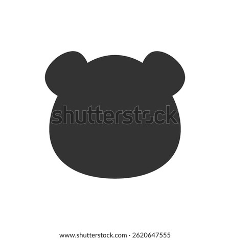 Black bear head silhouette in flat style. Minimalist animal face shape vector for children’s illustrations, logos, stickers and design elements