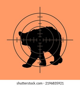 Black Bear Hunting Silhouette Crosshairs Stock Stock Vector (Royalty