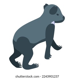 Black bear icon isometric vector. Cute koala. Adorable bear