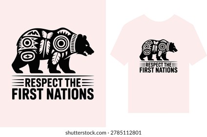 Black Bear with Indigenous Respect the First Nations T-shirt