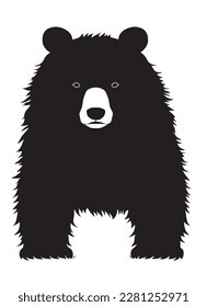 Black bear isolated on white background. Vector illustration for your design.Silhouette of a bear on a white background. 