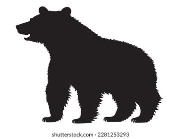 Black bear isolated on white background. Vector illustration for your design.Silhouette of a bear on a white background. 