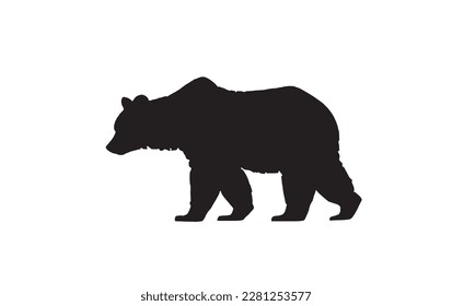 Black bear isolated on white background. Vector illustration for your design.Silhouette of a bear on a white background. 