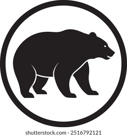 schwarzer Bär Logo Kreis Silhouette Vektorgrafik