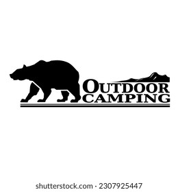 Black bear on white background, letters icons vector.