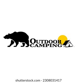 Black bear on white background, letters icons vector.