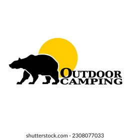 Black bear on white background, letters icons vector.
