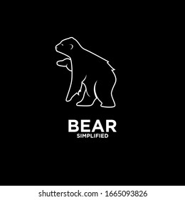 Black Bear outline line logo icon design vector illustration