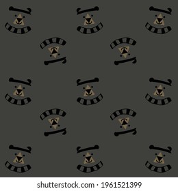 Black bear pattern for kids and baby cloth, kids book and printing. Black brown bear pattern vector illustration pastel color seamless.