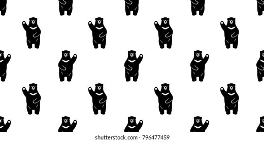 Black Bear Polar Bear Seamless Pattern Hand up isolated wallpaper background