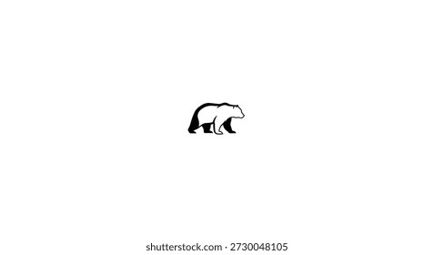Una ilustración de perfil de oso negro que muestra una fuerte silueta de forma animal