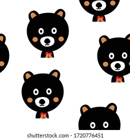 oso negro con el corazón rojo sin fisuras, adorable diseño de fondo vectorial eps.10