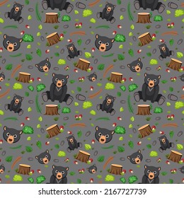 Ilustración de patrón transparente del oso negro