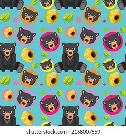Black bear seamless pattern illustration
