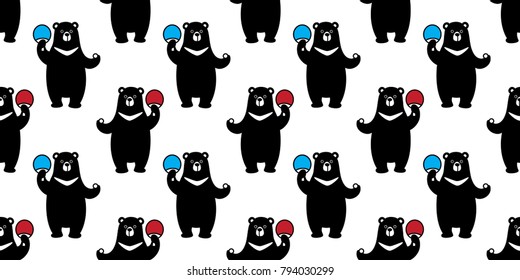 Black Bear Seamless Pattern Polar Bear ping pong isolated wallpaper background
