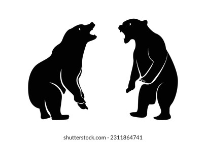 sombra de oso negro luchando por logos o diseños. Icono del oso - ilustración de concepto vectorial para el diseño en fondo blanco