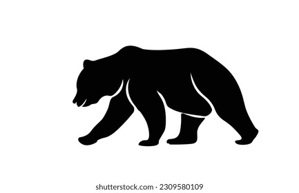 Black bear shadow for logos or designs. bear icon - vector concept illustration for design on a white background