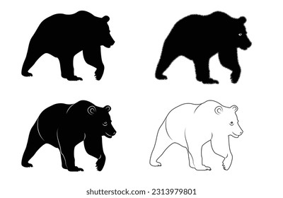 Sombra de oso negro para logos o diseños. icono del oso - ilustración de concepto vectorial para el diseño en fondo blanco