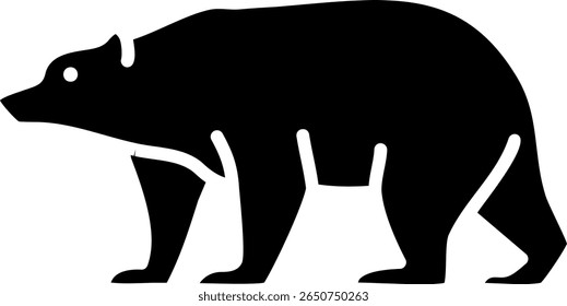 Black Bear Silhouette Illustration on White Background