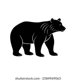 black bear silhouette on white background