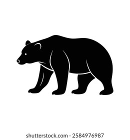 A black bear silhouette on a white background