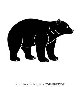 A black bear silhouette on a white background