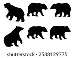 Black Bear Silhouette Vector set colletion