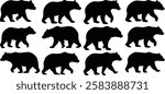 Black Bear Silhouette Vector set collation.