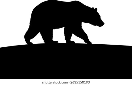 Black bear silhouette walking with head slightly lowered, simple and strong wildlife vector isolated on white