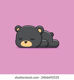 Oso negro está durmiendo linda ilustración de dibujos animados